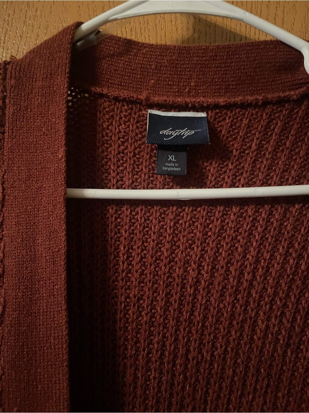 Daytrip Open-Front Ribbed Cardigan - Rust Brown - Picture 2 of 3